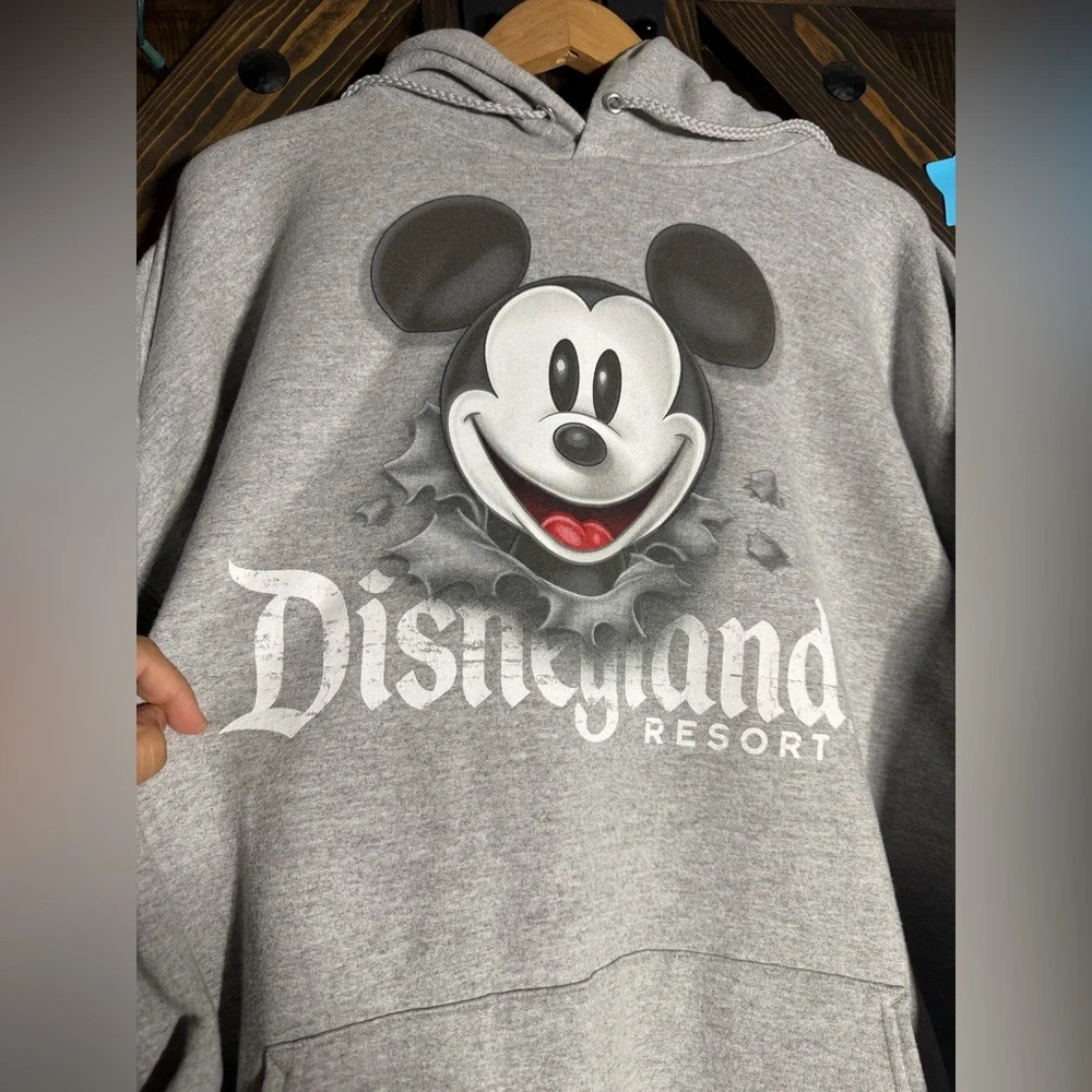 Disneyland Resort Mickey Hoodie Gray Back Graphic Size 2XL Hanes